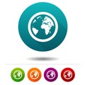 Globe Earth icons. Planet signs. World symbol. Vector Circle web buttons. Royalty Free Stock Photo