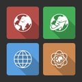 Globe earth icons set with Long Shadow Royalty Free Stock Photo