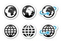 Globe earth icons set with reflection Royalty Free Stock Photo