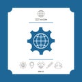 Globe of the Earth inside a gear or cog, setting parameters, Global Options icon