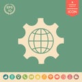 Globe of the Earth inside a gear or cog, setting parameters, Global Options icon