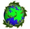 Globe earth and leaves Royalty Free Stock Photo