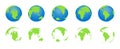 Globe earth with map world. Icons of planets. Europe, america, africa, asia, australia continents. Global spheres isolated on Royalty Free Stock Photo