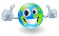 Globe earth mascot with thumbs up