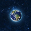 Globe Earth Model by night. Elements of image furnished by NASA. Royalty Free Stock Photo