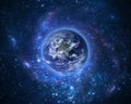 Globe Earth Model by night. Elements of image furnished by NASA. Royalty Free Stock Photo