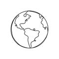 Globe of the Earth one line drawing. Planet minimalist design continuous line art isolated on white background hand drawn vector