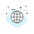 Globe and earth planet web icons in line style. Navigational Equipment, Planet Earth, Airplane, Map. Vector illustration Royalty Free Stock Photo