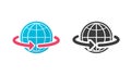 Globe earth spinning icon vector, world planet with rotation arrows sign symbol simple graphic pictogram illustration set black Royalty Free Stock Photo