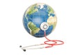 Globe Earth with stethoscope. Global healthcare, World Health Da