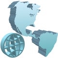 Globe earth western hemisphere deep blue 3D symbol