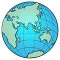 Globe Eastern hemisphere. Africa Europe Asia Australia