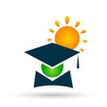 Globe education Graduates people world sun logo icon successful graduation students bachelor icon element on white background