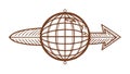 Globe Encompassed by Directional Arrow Symbol, vector design Generative AI Royalty Free Stock Photo
