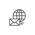 Globe and envelope mail line icon