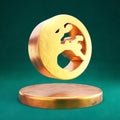 Globe Europe icon. Fortuna Gold Globe Europe symbol on golden podium Royalty Free Stock Photo