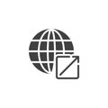 Globe with an external link vector icon