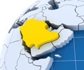 Globe with extruded continents, close-up on Saudi Royalty Free Stock Photo