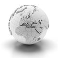 Globe with extruded continents, Europe, Middle