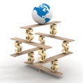 Globe on a financial pyramid. Royalty Free Stock Photo