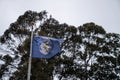 Globe flag waving outside of Internet Archive headquarters