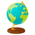 The globe in flat style. Spherical model of Earth for educational, scientific purposes. School supplies. Royalty Free Stock Photo