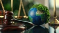 The Globe with Gavel.AI generated image Royalty Free Stock Photo