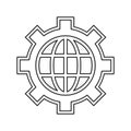 Globe gear communicaton business leadership thin line Royalty Free Stock Photo