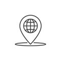 Globe Geo Pin vector concept outline icon or sign Royalty Free Stock Photo