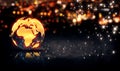 Globe Glass Crystal Gold City Light Shine Bokeh 3D Background