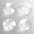 Glass Globe vector set. World map icon. Transparent earth Royalty Free Stock Photo