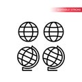 Globe and globus, sign for website thin line vector icon set