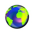 Globe glossy icon. April 22 earth day, world. Friendly small planet with flares. Vector Illustration