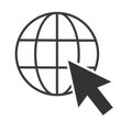 Globe go to World Wide Web Vector Icon. Vector Line Logo illustration. Browser symbol