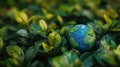 The Globe in Greenery.AI generated image Royalty Free Stock Photo
