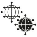 Globe with grid. Geometric mesh structure. Planet connection symbol. Simple vector shape. Royalty Free Stock Photo