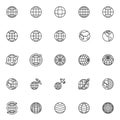 Globe grid line icons set Royalty Free Stock Photo