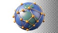 Globe with grid overlay, worldwide network internet technology icon png transparent image Generative AI Royalty Free Stock Photo