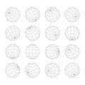 Globe grid spheres collection Royalty Free Stock Photo