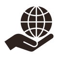 Globe in hand icon. Symbol for save earth Royalty Free Stock Photo