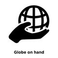 Globe on hand icon vector isolated on white background, logo con Royalty Free Stock Photo