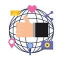 globe hand like love share email social media