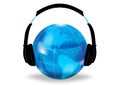 Illustrated Earth with headphones Royalty Free Stock Photo