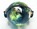 Globe with headphone Royalty Free Stock Photo