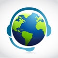 Globe with headphones illustration design Royalty Free Stock Photo