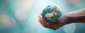 The globe held lovingly in diverse hands symbolizing unity and care for our planet. AI generated image Royalty Free Stock Photo