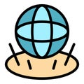 Globe hologram projection icon vector flat