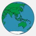 Globe icon. Australia and Asia on the globe. Vector illustration planet earth. Hand drawn globe Royalty Free Stock Photo