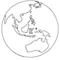 Globe icon. Australia and Asia on the globe. Vector planet earth. Hand drawn globe Royalty Free Stock Photo