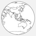 Globe icon. Australia and Asia on the globe. Vector planet earth. Hand drawn globe Royalty Free Stock Photo